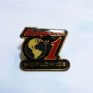 Vintage Gold Plate & Enamel Snap On # 1 Worldwide Pin
